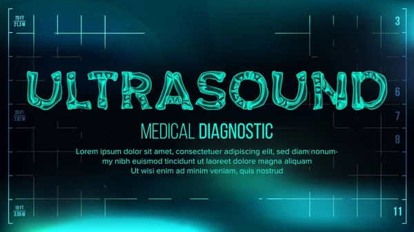 Ultrasonido Banner Vector. Antecedentes médicos Transparent Roentgen X-Ray Text With Bones. Radiología 3D Scan. Tipografía de Salud Médica. Ilustración de la tecnología futurista — Vector de stock