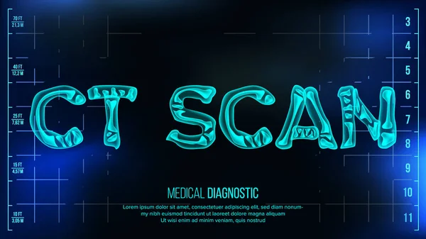 CT Scan Banner Vector. Antecedentes médicos Transparent Roentgen X-Ray Text With Bones. Radiología 3D Scan. Tipografía de Salud Médica. Ilustración de la tecnología futurista — Vector de stock