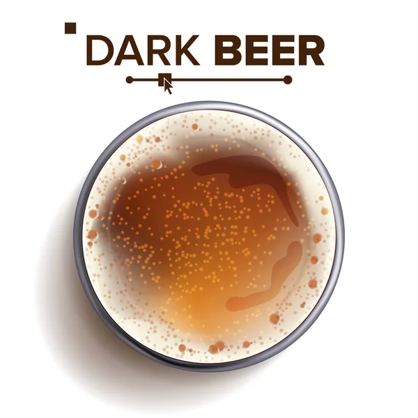 Bicchiere da birra Top View Vector. Bevi in un bicchiere. Alcol bere realistico isolato Illustrazione — Vettoriale Stock