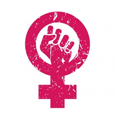 Kadın simge vektör. Feminizm güç. Kadın simgesi. Feminist el. Kızlar hakları. Kadın direnmek. İzole illüstrasyon