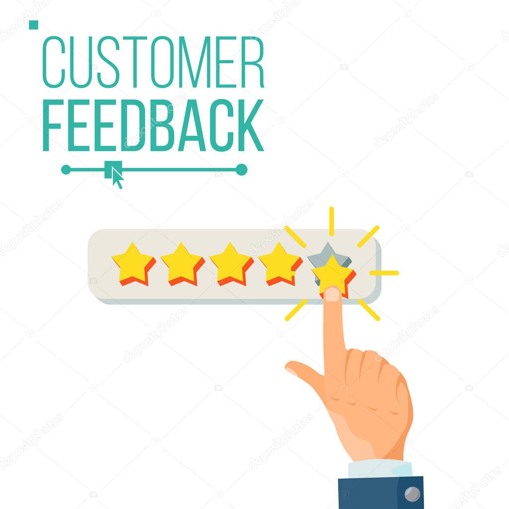 Customer Giving Rating Vector. Five Star Rating. Review Concept. Isolated Flat Illustration