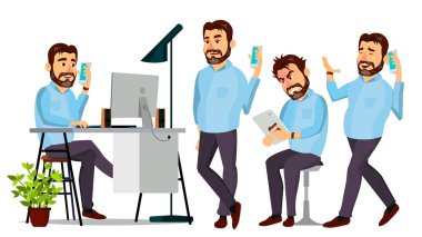 Patron karakter vektör. Çevre süreci. Çeşitli eylem. Çizgi film iş illüstrasyon