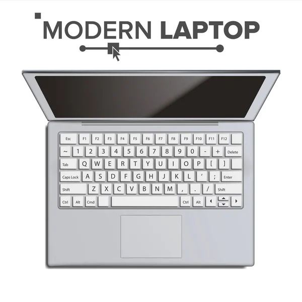 Vector portátil. Laptop moderno realista. Vista superior. Ilustración aislada — Vector de stock