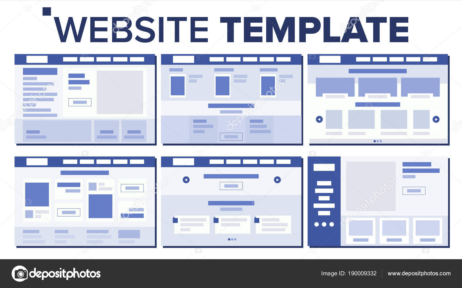 Website Page Set Design Vector Responsive Web Pages Design Concept UX 