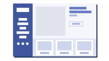 Web sitesi düz tasarlamak vektör. Wireframes düzeni. Web tasarım konsepti. İllüstrasyon