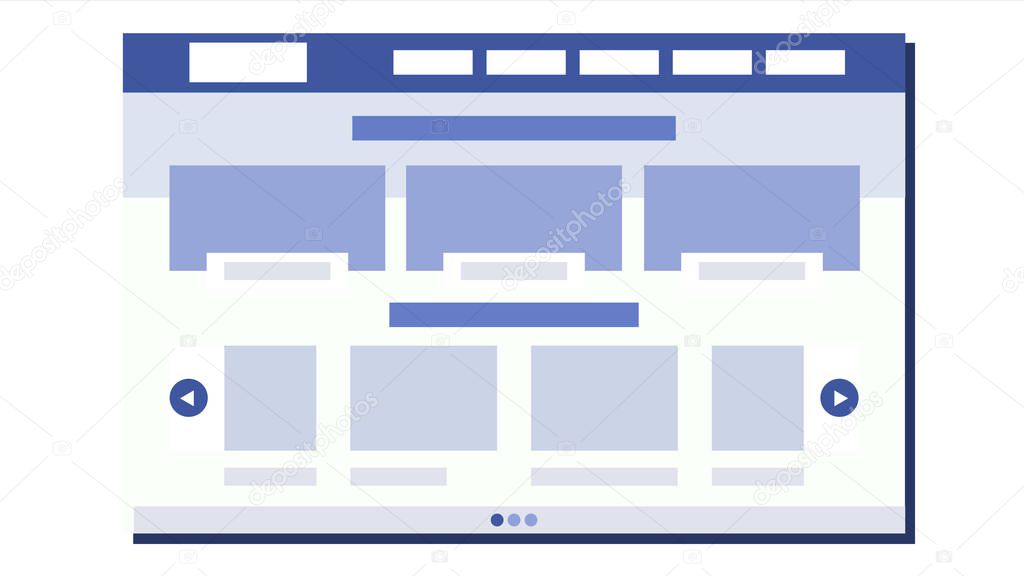Website Flat Design Vector. Site Webpage. Web Page Design. Illustration