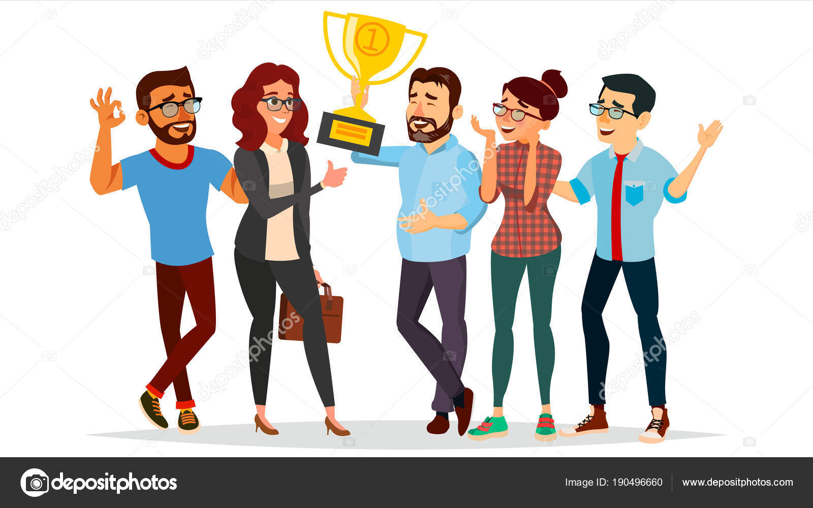 Business People Attainment Vector. Achievement Concept Vector. Businessman  Leader Holding Winner Cup. Entrepreneurship, Accomplishment. Employee,  Manager Celebrating Success. Cartoon Illustration Stock Vector Image by  ©pikepicture #190496660