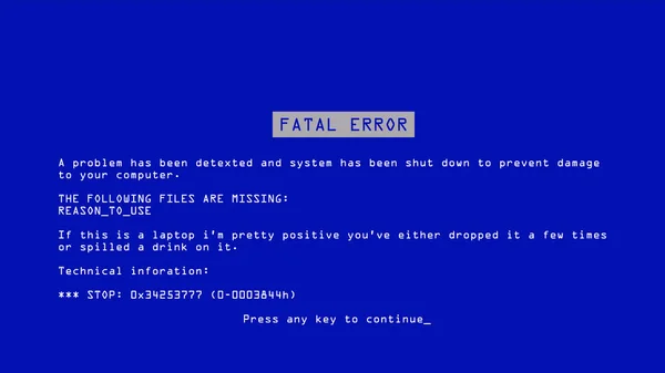 Modrá obrazovka smrti vektoru. BSOD. Fatální Driver, kritické paměti počítače 404 chyba. Nekompatibilní zařízení. Ilustrace — Stockový vektor