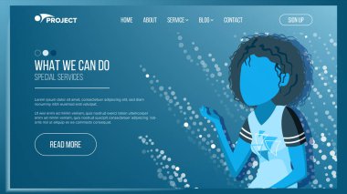 Ana Web sayfası tasarlamak vektör. İş kavramı. Çalışma ekibi. Çizgi film insanlar. Bulut Oda. İllüstrasyon