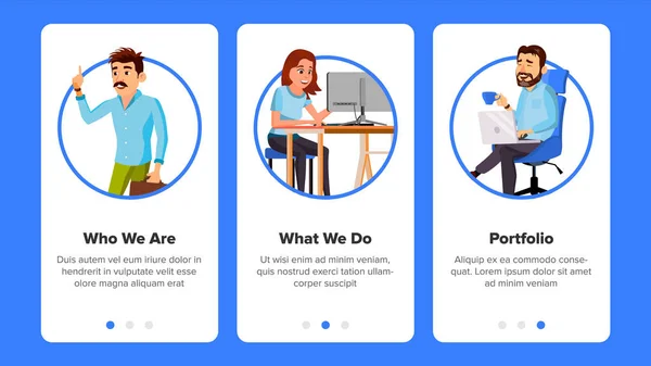 Web sayfa afiş vektör. İş teknoloji. Mali yönetim. Çizgi film ekibi. Onboarding ekran. Fırsat arıyor. İllüstrasyon — Stok Vektör