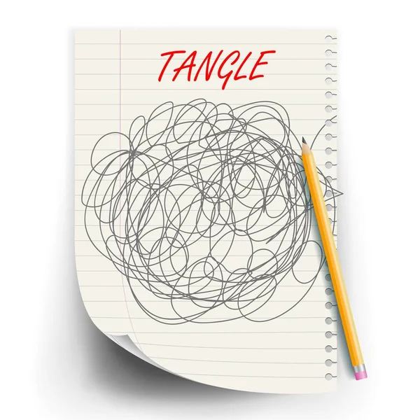 Tangle Scrawl Sketch Vector. Cerchio del Disegno. Doodle Caotico aggrovigliato. Attento, Brainwork. Sferica astratta. Illustrazione — Vettoriale Stock