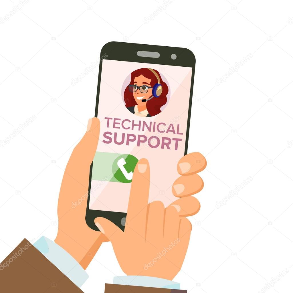 Technical Support Vector. Online Helpline Operator. Troubleshooting And Maintenance Department. Flat Isolated Illustration