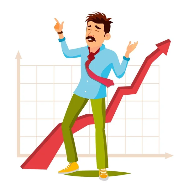 Happy Businessman Vector. Happy Workman Celebrating Success. Expressing Gesture. Achievement. Isolated Flat Cartoon Character Illustration — Stock Vector