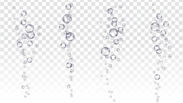 Onderwater bubbels Vector. Bruiste luchtstroom. Soda Pop Effect. Champagne. Transparante realistische geïsoleerde illustratie — Stockvector