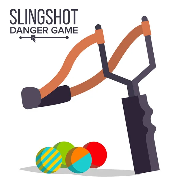 Slingshot Vector. Cartoon Slingshot Icône. Paintball, jeu d'enfant. Jouet de danger élastique. Illustration isolée — Image vectorielle