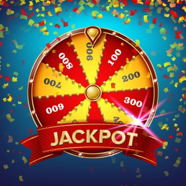 Wheel Of Fortune Poster vektör. Şans eğlence kumar. Gerçekçi 3d nesne. Piyango tasarım broşür. İllüstrasyon