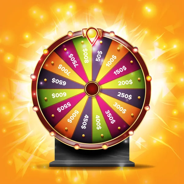 Fortune Wheel Banner Vector. Luck Sign. Lottery Luck. Lucky Jackpot Poster Design. Glowing Prize Illustration — Stock Vector