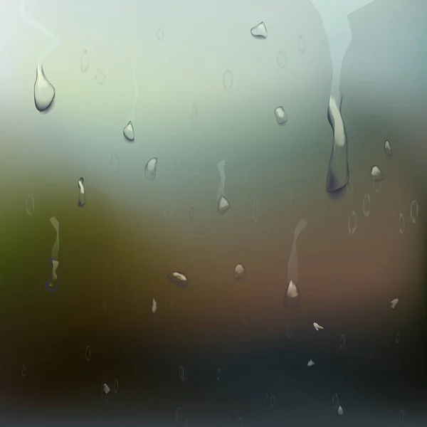 Natte glas Vector. Waterdruppels. Duidelijke Vapor Water bubbels. Realistische afbeelding — Stockvector
