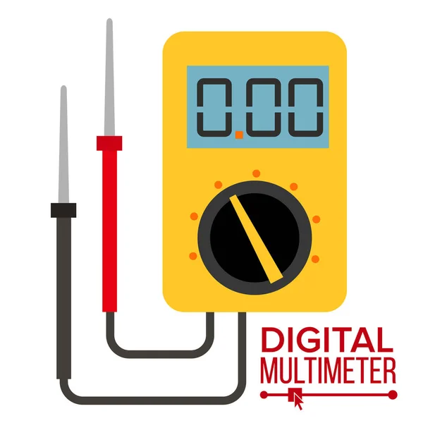 Multimetern vektor. Digitala Gadget. Elektriska Multitester ikonen. Voltmeter spänning strömmätare. Elektronisk utrustning. Isolerad platta Illustration — Stock vektor