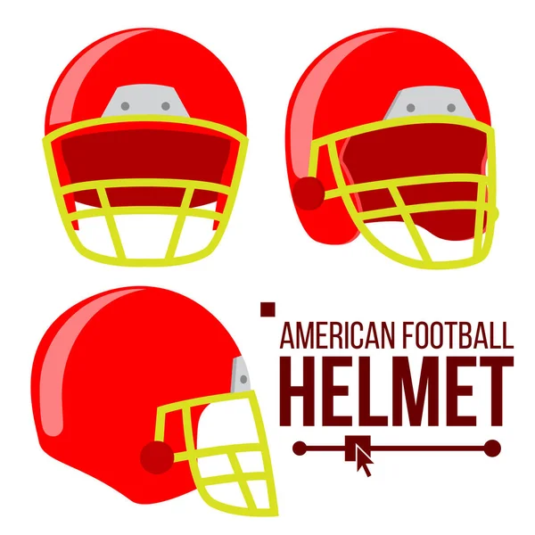 Helm American Football Vektor. klassischer roter Rugbyhelm mit Kopfschutz. Sportgeräte. isolierte flache Abbildung — Stockvektor