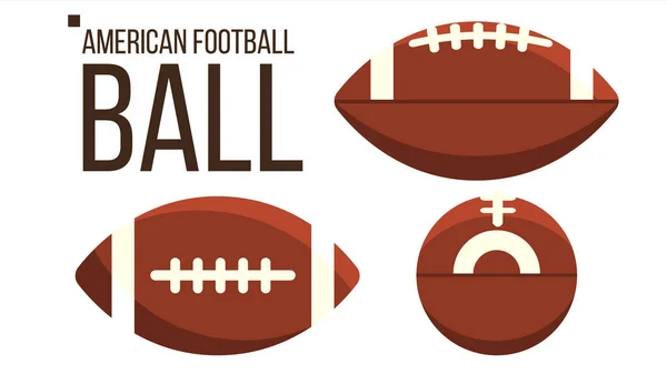 American Football Ball Vektor. Rugby-Sportgeräte. Andere Sichtweise. isolierte flache Abbildung — Stockvektor