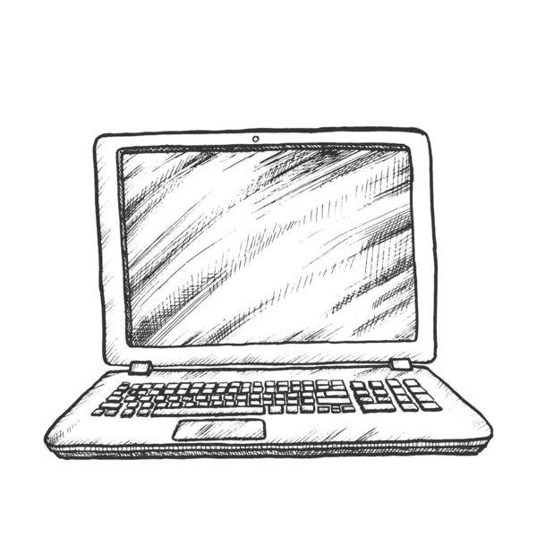 Laptop Komputer cyfrowy Gadżet Monochromatyczny wektor — Wektor stockowy