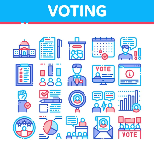Vector de iconos de recolección de votos y elecciones — Archivo Imágenes Vectoriales