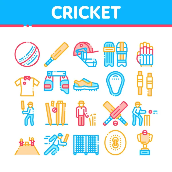 Jeu de cricket Éléments de la Collection Icônes Set vectoriel — Image vectorielle