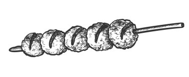 Peynirli Toplar Kızarmış Kebap Fast food Retro Vektörü