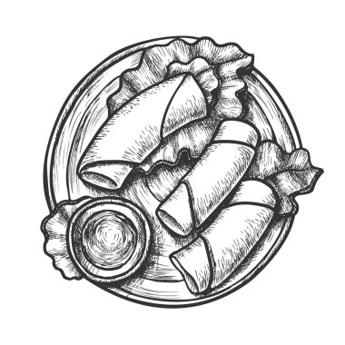 Humus ve Sos Mürekkebi Vektörlü Marul Paketleri