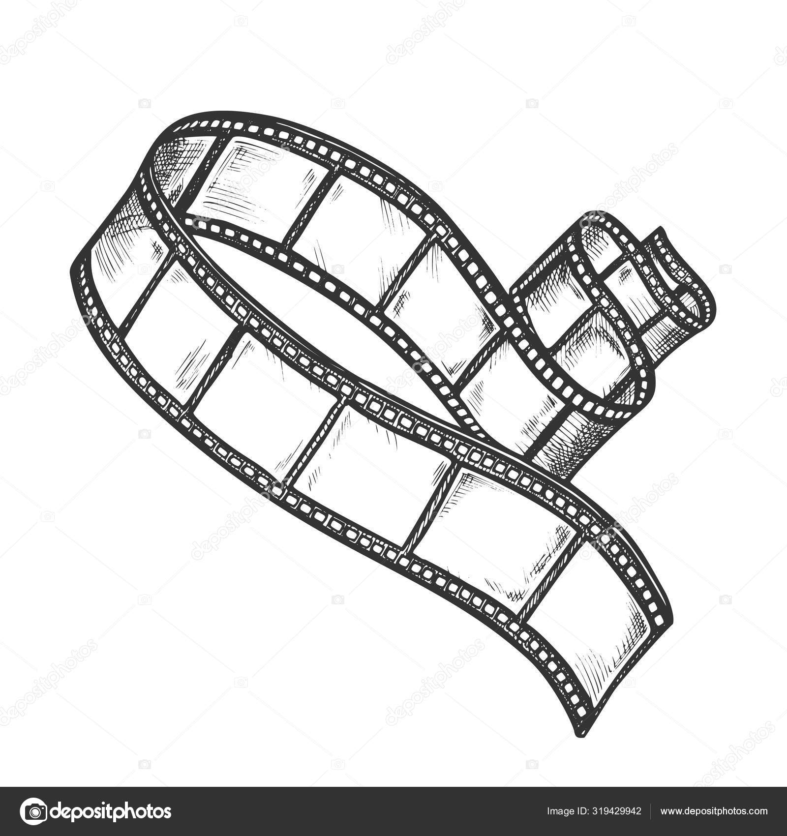 Film Strip For Ancient Camera Monochrome Vector Stock Vector by