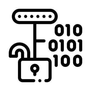 İkili Kod Simgesi Vektör Özeti Çizimi Hackleniyor