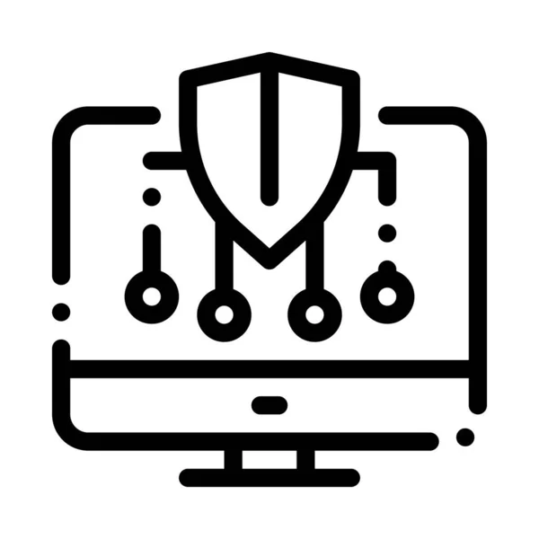 Persoonlijke Computer Protection Icon Vector Overzicht Illustratie — Stockvector