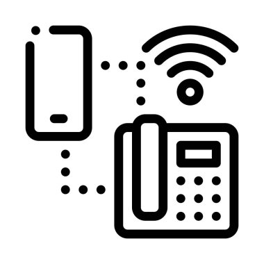Akıllı Telefon ve Ev Telefonu Wi-Fi Bağlantı Simgesi Vektör Görüntü Çizimi