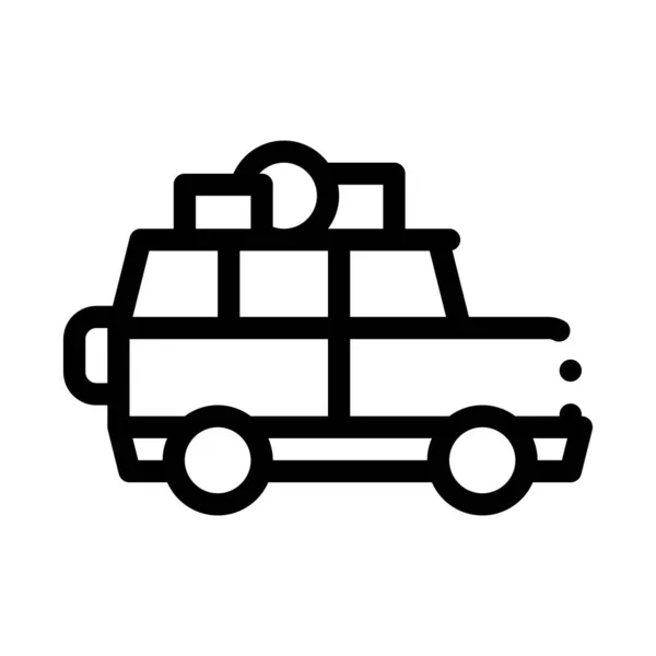 Camping Car with Luggage Icon Vector Outline Illustration — Stock Vector