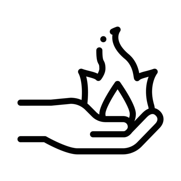 Icono de símbolo de fuego en la mano Ilustración de esquema vectorial — Vector de stock