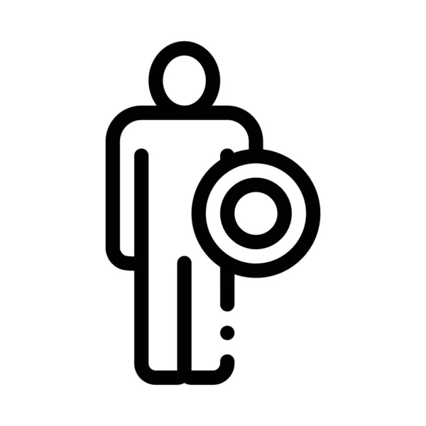 Homme fort avec l'illustration vectorielle de contour d'icône de bouclier — Image vectorielle