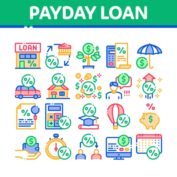 Payday Loan Collection Elements Icons Set Vector — Stock Vector