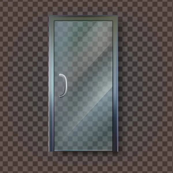 Стеклянная дверь с серебряной ручкой и петлями вектор — стоковый вектор