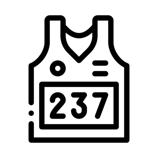Weste mit persönlicher Sportler-Nummer-Symbol-Vektor-Umriss-Abbildung — Stockvektor