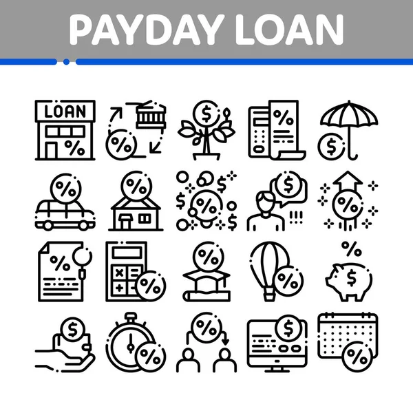 Payday Loan Collection Elements Icons Set Vector — Stock Vector