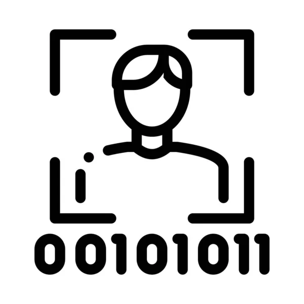 Ludzki kod binarny Ikona wektora zarys ilustracji — Wektor stockowy