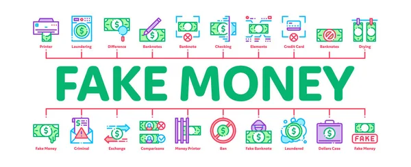 Falešný Money Minimal Infographic Banner Vector — Stockový vektor