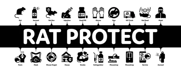 Vector de banner de infografía mínima Rat Protect — Archivo Imágenes Vectoriales