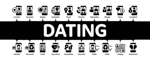 Dating App minimaler Infografik-Bannervektor — Stockvektor