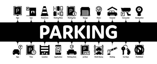 Parking Minimalny Baner Infograficzny Wektor — Wektor stockowy