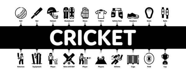 Juego de críquet Infografía mínima Banner Vector — Vector de stock
