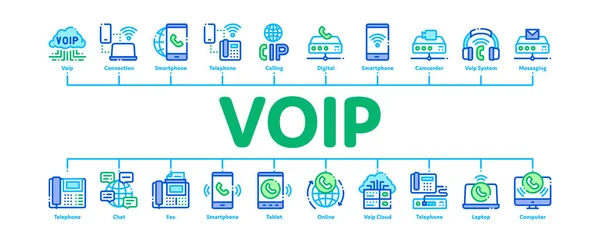 VoIP 호출 시스템 최소 인포 그래픽 배너 벡터 — 스톡 벡터