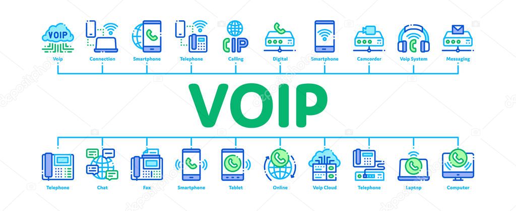 Voip Calling System Minimal Infographic Banner Vector