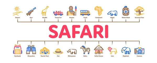 Vector de Banner Infográfico Mínimo de Viajes Safari — Archivo Imágenes Vectoriales